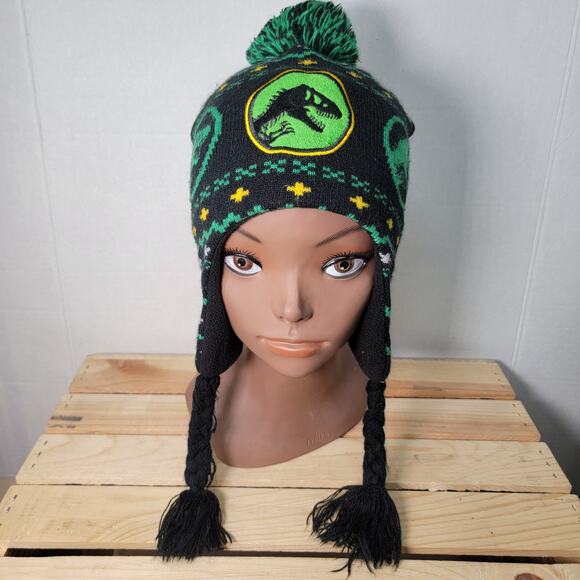 Jurassic World Knit Trapper Beanie w/ Single Pom Pom - Size Youth OSFM - Picture 1 of 6
